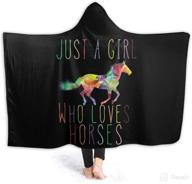 🐴 just a girl who loves horses wearable blanket: cozy fleece hooded robe cloak - quilted poncho microfiber sherpa plush wrap for kids (50"x40") logo