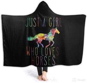 img 4 attached to 🐴 Just A Girl Who Loves Horses Wearable Blanket: Cozy Fleece Hooded Robe Cloak - Quilted Poncho Microfiber Sherpa Plush Wrap for Kids (50"x40")