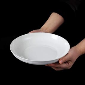 img 1 attached to Set Of 6 Large Porcelain Pasta Plate Bowls - 30 Ounce, White Salad Serving Bowls, Microwave And Dishwasher Safe - Ideal For Home Use And Entertaining