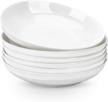 set of 6 large porcelain pasta plate bowls - 30 ounce, white salad serving bowls, microwave and dishwasher safe - ideal for home use and entertaining logo