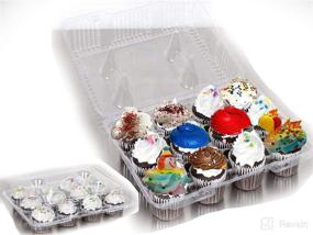 img 2 attached to 🧁 30-Pack of Plastic Cupcake Boxes with 12 Compartments - Disposable Cupcake Containers - Set of 12 Containers - 30 Sets Available