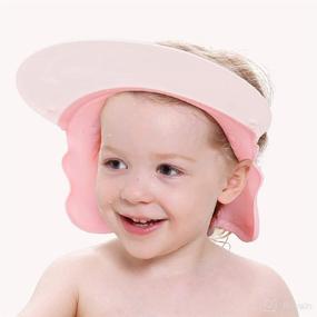 img 1 attached to 🛀 Adjustable Silicone Baby Shower Cap: Protecting Eyes and Ears During Bath Time - Pink