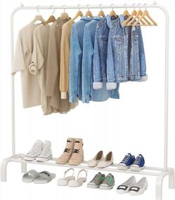 img 4 attached to UDEAR Freestanding Garment Hanger Rack, Multi-Functional Single Pole Clothing Rack For Bedroom, White
