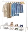 udear freestanding garment hanger rack, multi-functional single pole clothing rack for bedroom, white logo