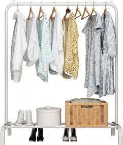 img 2 attached to UDEAR Freestanding Garment Hanger Rack, Multi-Functional Single Pole Clothing Rack For Bedroom, White