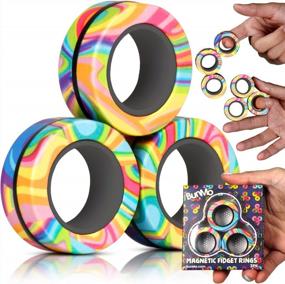img 4 attached to Easter Gifts For Kids: BunMo Fidget Rings - Magnetic Stress Toys That Spin, Connect & Separate!