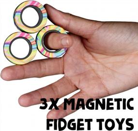 img 1 attached to Easter Gifts For Kids: BunMo Fidget Rings - Magnetic Stress Toys That Spin, Connect & Separate!