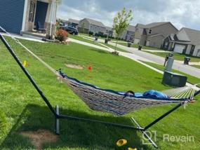 img 6 attached to SUNLAX Double Hammock: 12FT Steel Stand, Pad, Pillow For Indoor/Outdoor Use - Blue And Aqua Stripes
