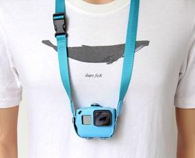img 3 attached to Protect Your GoPro Hero 5/6/7 With Our Blue PU Leather Frame Mount Case And Adjustable Strap Accessories