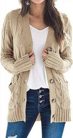 img 4 attached to Stylish And Cozy: GOLDSTITCH Women'S Long Sleeve Cable Knit Cardigan Sweater For Fall Outwear