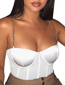 img 2 attached to Women'S Spaghetti Strap Crop Top Backless Chain Halter Tops Satin Mini Dressy Party Blouse