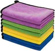 ultra absorbent & soft microfiber cleaning cloth for cars - 8 pack of lint free rags for car motor cleaning detailing polishing drying - multi-color 15.8x11.8 inch логотип