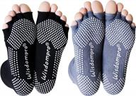 2 пары носков для йоги без пальцев с нескользящей ручкой - wisdompro for women &amp; men логотип