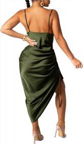 img 3 attached to Sophisticated Elegance: Women'S Satin Cowl Neck Midi Dress With Lace Up Detailing