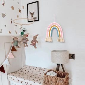 img 2 attached to Colorful And Chic: Rainbow Wall Decor To Brighten Up Your Home, Nursery Or Kid'S Room With Soft Macrame And Boho Style Tassel Detailing