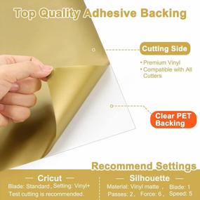 img 3 attached to 12" X 11FT Gold Permanent Vinyl Roll - Easy To Weed, Adhesive PET Backing For Cricut, Silhouette & Cameo | Outdoor Decor, Car Decal & Scrapbooking | Glossy Finish