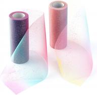 🌈 konsait rainbow glitter tulle rolls: 6in x 20yards/60ft spool assortment for diy crafting, wedding decor, party themes, and more logo