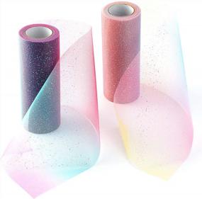 img 4 attached to 🌈 Konsait Rainbow Glitter Tulle Rolls: 6IN x 20Yards/60FT Spool Assortment for DIY Crafting, Wedding Decor, Party Themes, and More