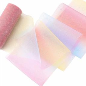 img 2 attached to 🌈 Konsait Rainbow Glitter Tulle Rolls: 6IN x 20Yards/60FT Spool Assortment for DIY Crafting, Wedding Decor, Party Themes, and More