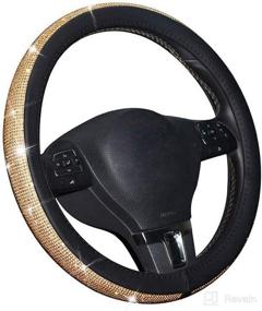 img 4 attached to 👑 TOYOUN Bling Steering Wheel Cover: Stylish PU Leather with Crystal Rhinestones - Universal Fit for 14.5 to 15 Wheel Size - Sparkling Gold Car Accessories for Girls