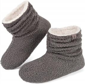 img 4 attached to Women'S Plush Fleece Bootie Slippers With Memory Foam, Warm Curly Fur House Shoes