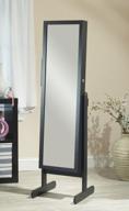 black mirrotek free standing combination armoire with customizable full length mirror, vanity mirror, adjustable stand, lock for optimal storage and style logo