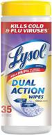 lysol dual action disinfecting wipes - citrus scent, blue - 35 count logo