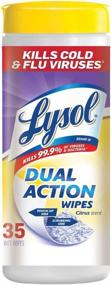 img 4 attached to Lysol Dual Action Disinfecting Wipes - Citrus Scent, Blue - 35 Count