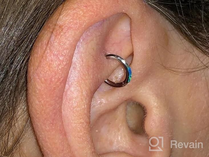 img 1 attached to Versatile Piercing Jewelry: GAGABODY Surgical Steel Clicker Hoop Rings In 20G-14G With CZ/Opal/Shell/Turquoise Accents For Septum, Rook, Tragus, Helix, And Lobe, Available In 6Mm-12Mm Sizes review by Deanna Martinez