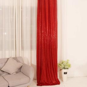 img 2 attached to Red Sequin Fabric Window Curtain Panels - 2Pcs 8FT Long Drape Set Treatment