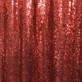 img 1 attached to Red Sequin Fabric Window Curtain Panels - 2Pcs 8FT Long Drape Set Treatment