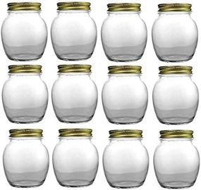 img 1 attached to Set Of 12 Nakpunar Globe Round Jars With Gold Lids, 12 Oz Each - Ideal For 1 Lb Honey Storage