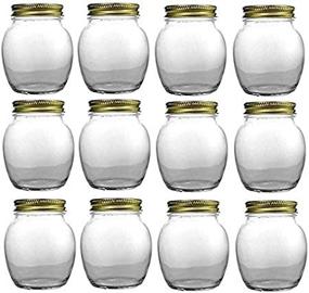 img 2 attached to Set Of 12 Nakpunar Globe Round Jars With Gold Lids, 12 Oz Each - Ideal For 1 Lb Honey Storage
