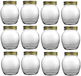 img 3 attached to Set Of 12 Nakpunar Globe Round Jars With Gold Lids, 12 Oz Each - Ideal For 1 Lb Honey Storage