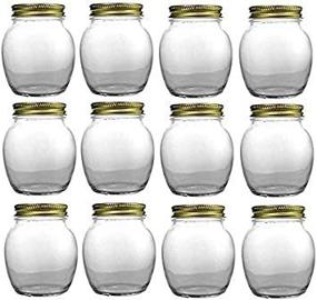 img 4 attached to Set Of 12 Nakpunar Globe Round Jars With Gold Lids, 12 Oz Each - Ideal For 1 Lb Honey Storage