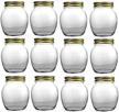 set of 12 nakpunar globe round jars with gold lids, 12 oz each - ideal for 1 lb honey storage logo