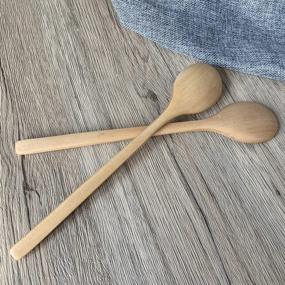 img 1 attached to 🥄 Eco-Friendly Wooden Spoons for Eating, ADLORYEA 9-Inch Small Wooden Soup Spoon Mixing Stirring Tasting, Set of 6 Wood Spoons for Soup and Korean Food, Non-Stick Wooden Eating Utensils
