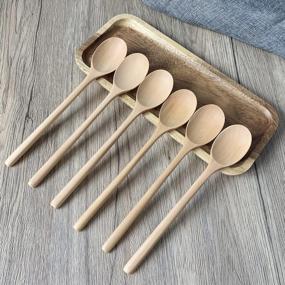 img 3 attached to 🥄 Eco-Friendly Wooden Spoons for Eating, ADLORYEA 9-Inch Small Wooden Soup Spoon Mixing Stirring Tasting, Set of 6 Wood Spoons for Soup and Korean Food, Non-Stick Wooden Eating Utensils