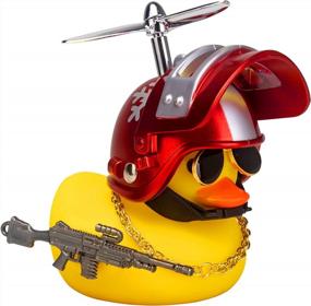 img 4 attached to Yellow Rubber Duck Car Ornament With Cool Sunglasses And Propeller Helmet - Dashboard Decoration By Wonuu (Yellow Snowflake - G)