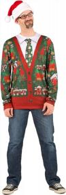 img 2 attached to Men'S 3D Photo-Realistic Ugly Christmas Sweater Print Long Sleeve T-Shirt By Faux Real