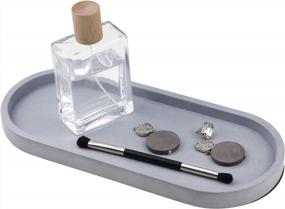 img 2 attached to Stylish Grey Concrete Tray For Bathroom And Home Decor - FREELOVE Decorative Serving Tray For Perfumes, Cosmetics, And More!