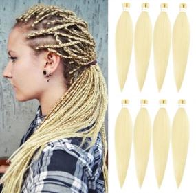 img 4 attached to Pre-Stretched Braiding Hair 8 Packs 20 Inch Soft Yaki Texture For Braids, Itch-Free And Hot Water Setting, Bleached Blonde (#613), By Ubeleco Hair Extensions
