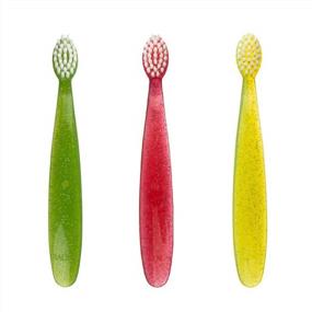 img 3 attached to RADIUS Totz Toothbrush Extra Soft Brush BPA Free & ADA Accepted Designed For Delicate Teeth & Gums For Children 18 Months & Up - Green Coral Yellow - Pack Of 3