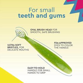 img 1 attached to RADIUS Totz Toothbrush Extra Soft Brush BPA Free & ADA Accepted Designed For Delicate Teeth & Gums For Children 18 Months & Up - Green Coral Yellow - Pack Of 3