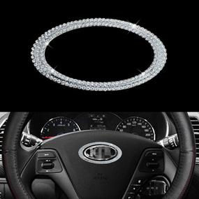 img 4 attached to 💎 Add Sparkle to Your Ride: JALII Bling Steering Wheel Logo Caps for KIA - Glam up with DIY Diamond Crystal Emblem Accessories