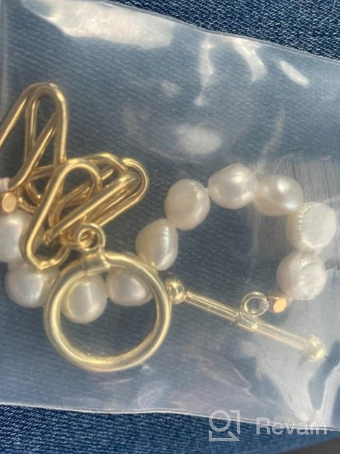 img 1 attached to 📿 Handmade Baroque Culture Link Chain Pearl Bracelet - 18K Gold Plated Dainty Bangle Charm Jewelry Ideal for Women and Girls review by Jenn Arnold