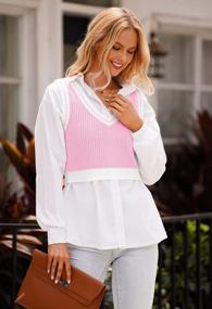 img 3 attached to Womens Sleeveless V-Neck Cropped Sweater Vest Knit Tunic Pullover Top - Shawhuwa
