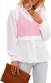 img 4 attached to Womens Sleeveless V-Neck Cropped Sweater Vest Knit Tunic Pullover Top - Shawhuwa
