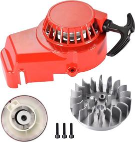img 4 attached to GOOFIT Alloy Pull Start Recoil Starter With Flywheel Replacement For 2 Stroke 47Cc 49Cc Pocket Coolster SSR SX50 Mini Dirt Bike Moto Quad ATV