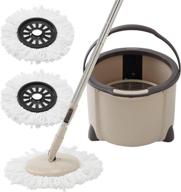 🧹 eyliden microfiber mop buckets system: 360 spin rapid dehydration dust mop with 2 pads, adjustable handle, dry and wet mops – commercial & home floor cleaning (brown) логотип